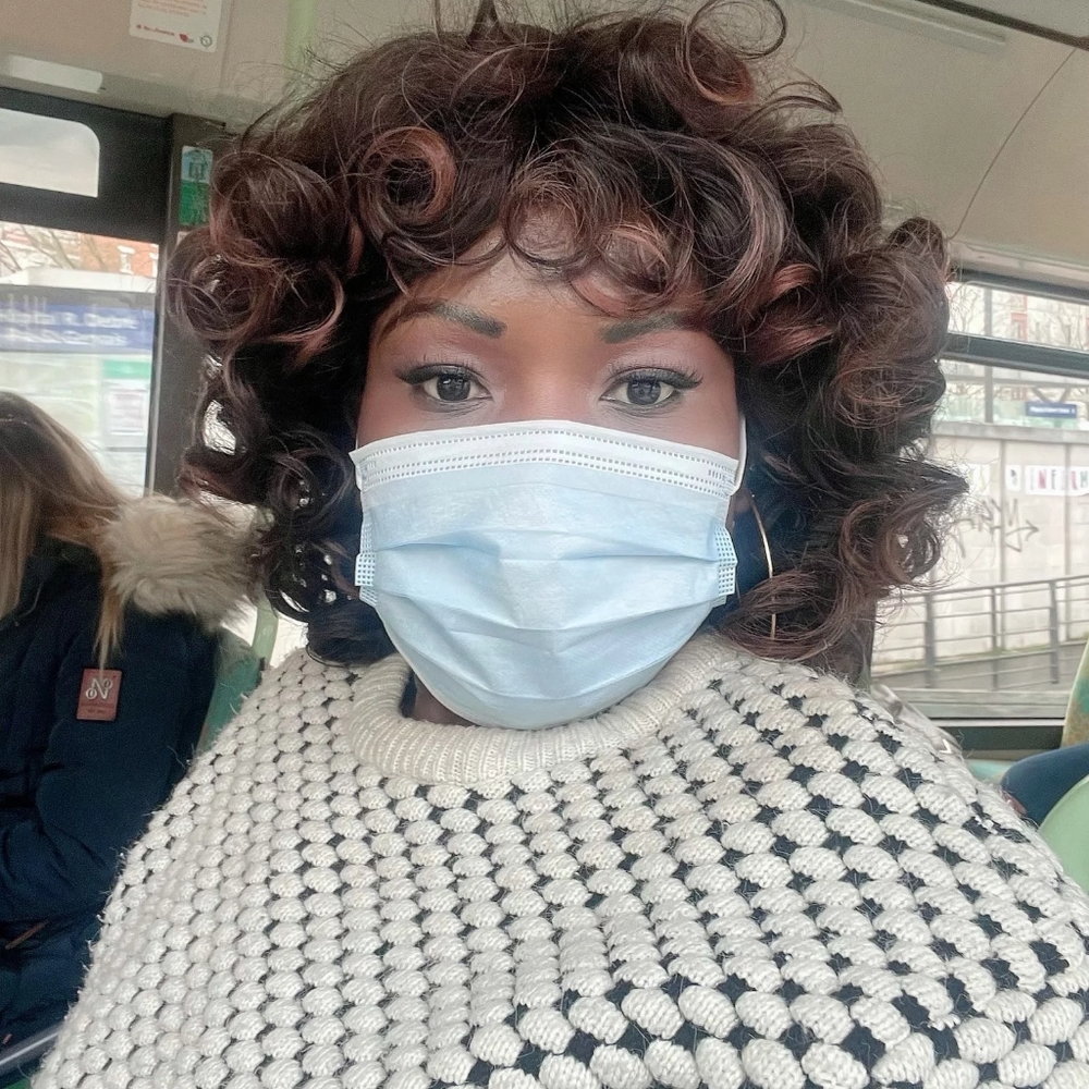 14" Short Afro Kinky Curly Wig With Bangs - Picture 3 of 5